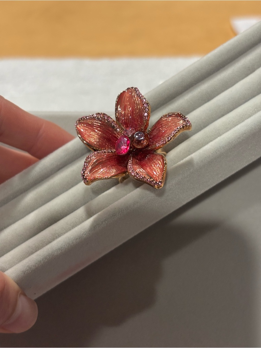 kate spade Pink Flower Rose Gold Ring size 5 - Picture 12 of 12